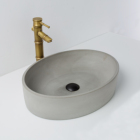 Eden Bath Light Gray Concrete Vessel Oval Bathroom Sink