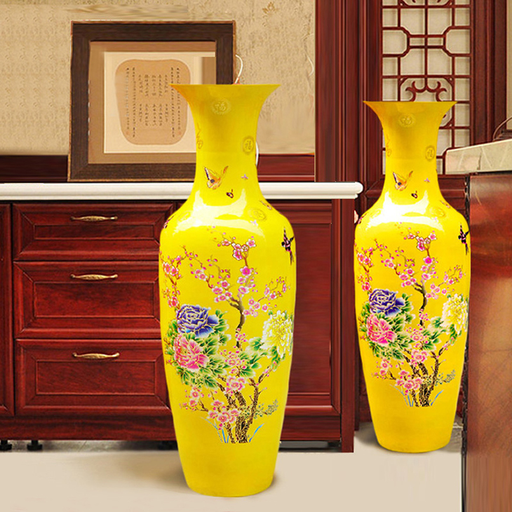 Popular yellow flower designl home decor ceramic chinese floor vases modern customized large vase