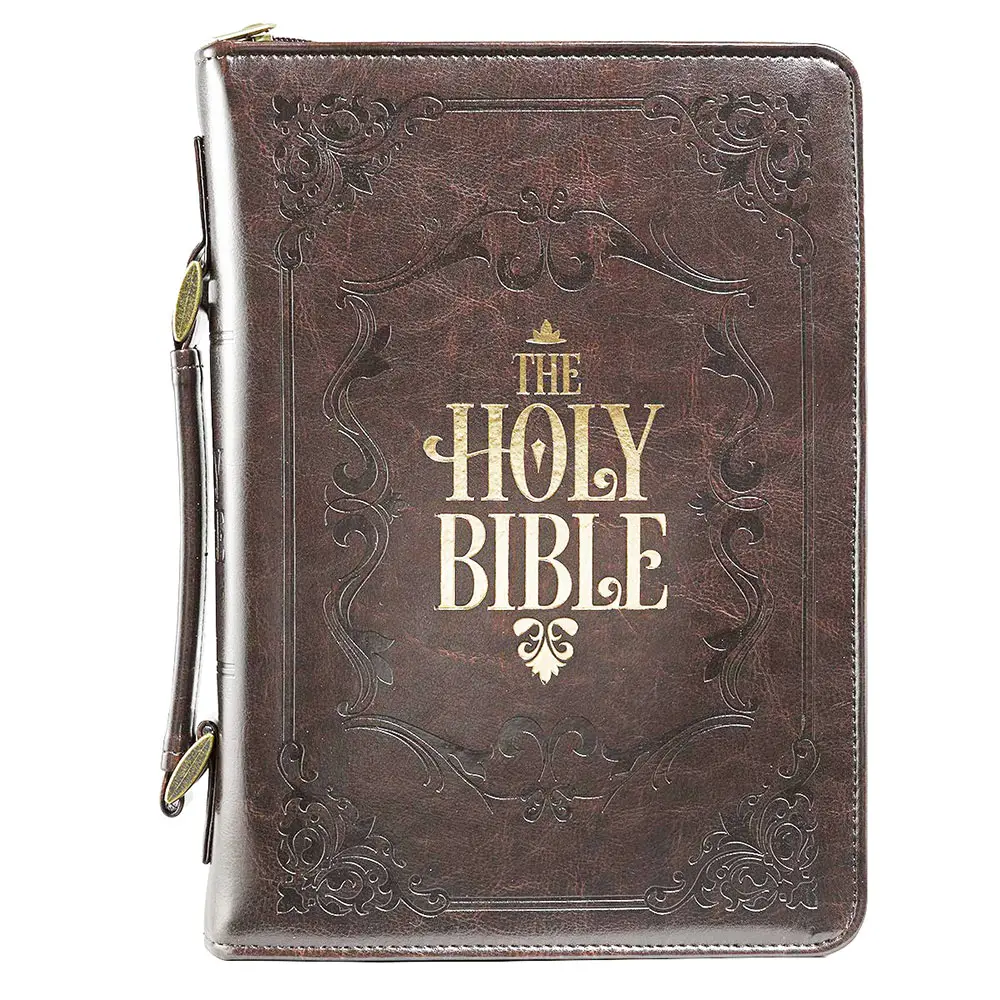 Factory OEM/ODM leather bible cover Embossed "Holy Bible" bible bag with handle