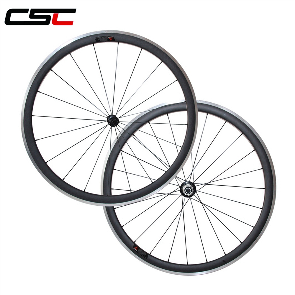 CSC 700C carbon wheelset 38//50//60//80mm clincher road bike alloy brake surface