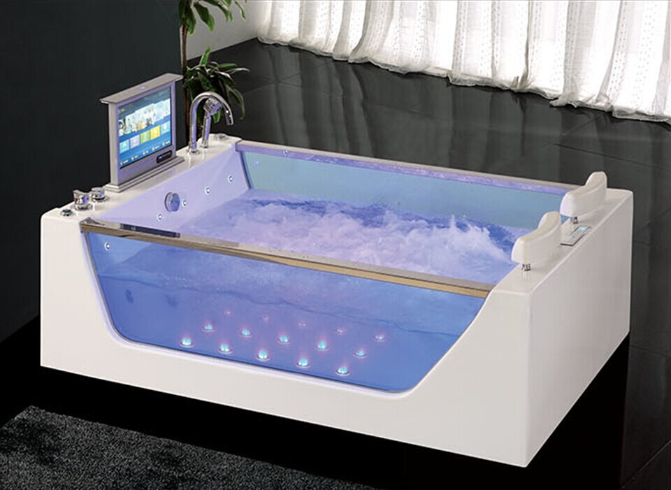 New born tub,two people bath,indoor water jet massage whirlpool bathtub with tv