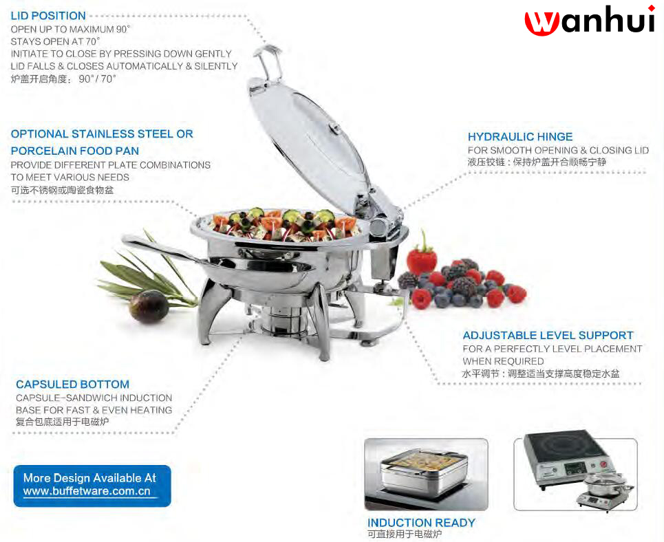 Deluxe Roll Top brass & copper chafing dish