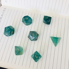 Natural Gemstone Green Fluorite Game Dice, handmade Engraved stone dice For DnD RPG precious dice