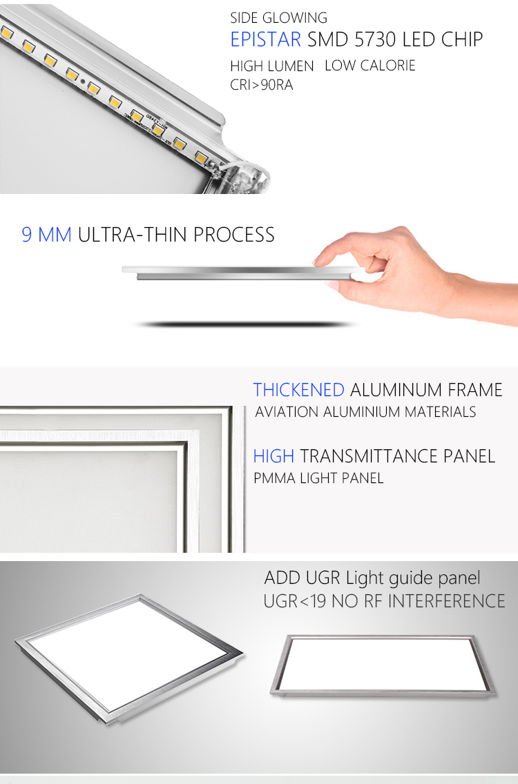 2022 New Product No screen flash UGR<19 9mm Slim LED Panel Light
