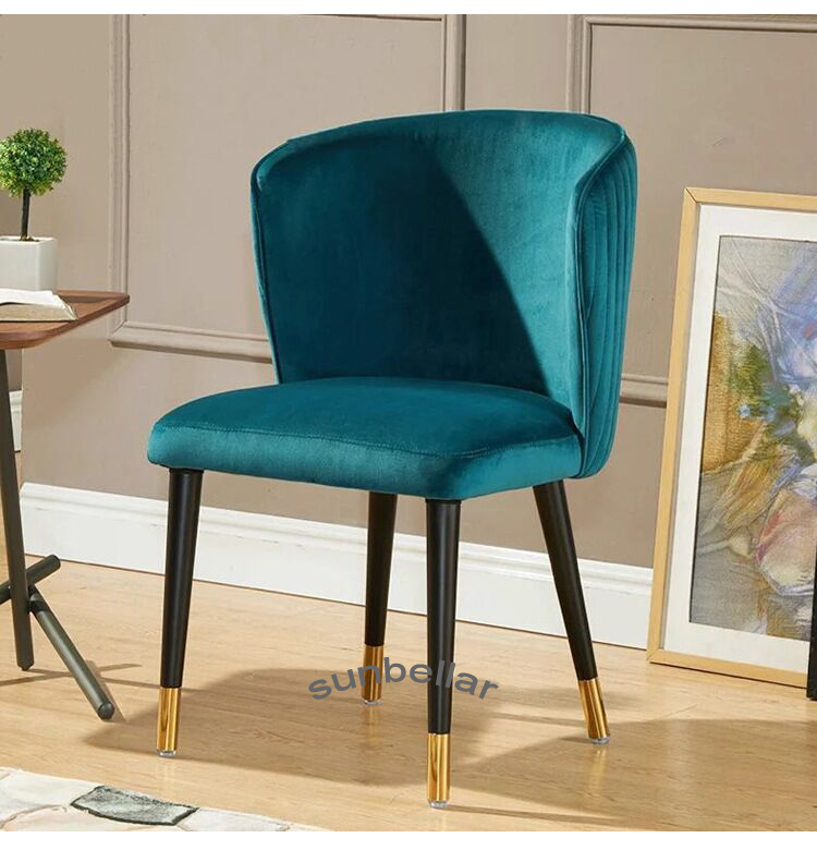 Italy velvet dining chair fabric wooden leg stainless steel gold cover accent chair for dining room