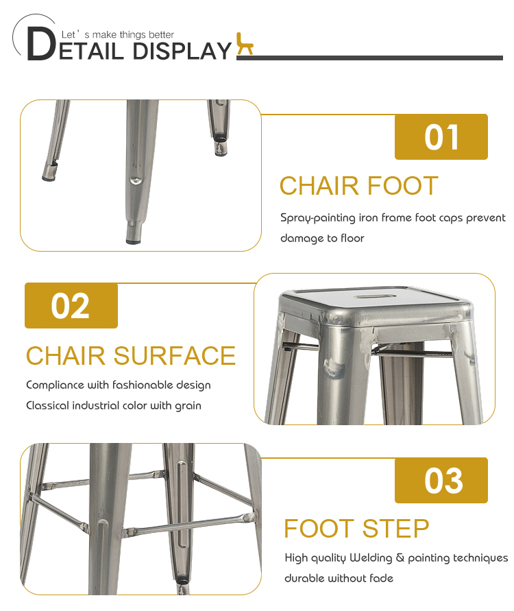 China Factory Vintage Industrial Style Metal Iron Chair Bar Furniture Industrial Bar Stools