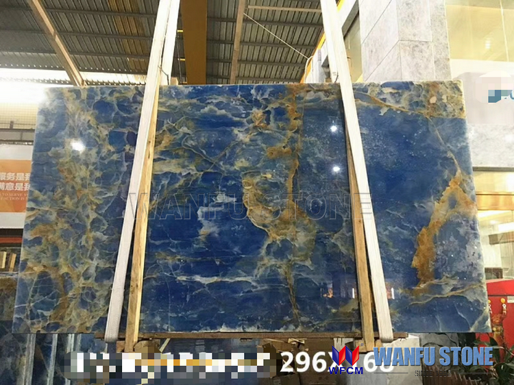 Good Quality Polished Gold Blue Onyx Marble Slab