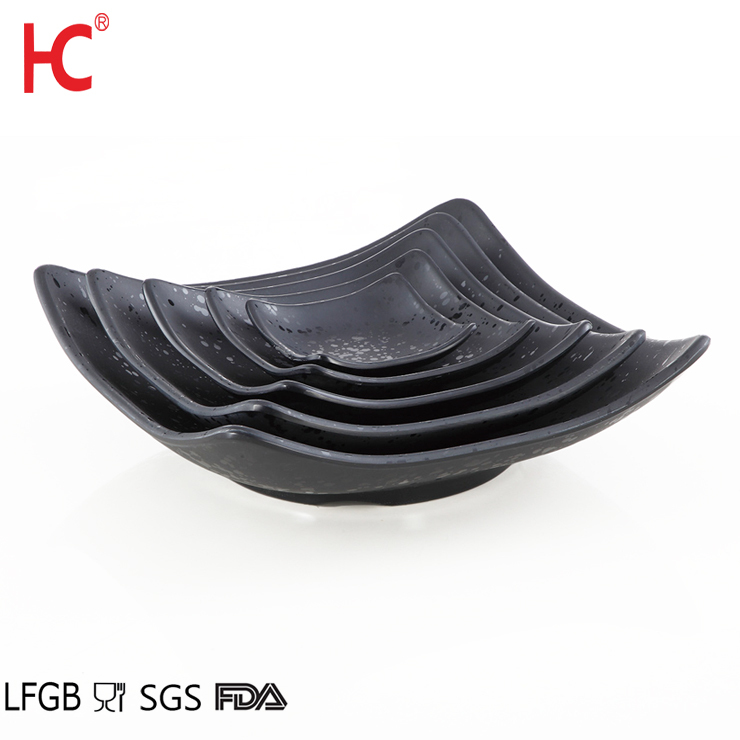 Sushi dinnerware black square serving plates melamine dishes set