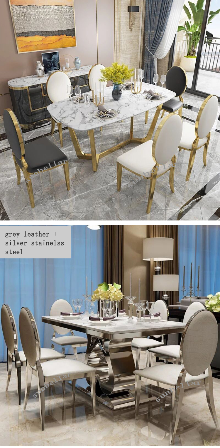 wholesale dining chair white leather gold metal steel home dining room chairs hotel restaurant wedding dining banquet chair