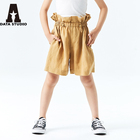 DATA STUDIO Fashion Style HIgh Street Cotton Summer High Waist Elastic Waist Solid Oversized Linen Shorts