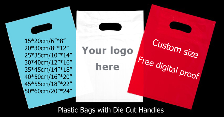 Custom Logo Design Printed LDPE Die cut handle Plastic Bag