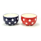 Hot Sale July 4th Independence Day Memorial Day Ceramic Serving Bowl Set of 2 with Red White Blue Star Design