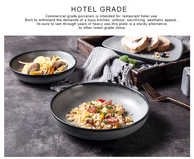 Best Stoneware Dinnerware 18cm Restaurant Ceramic Plate Grey
