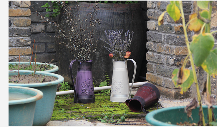 Rustic Style Metal Pitcher Flower Vase Primitive Jug galvanized milk jugs for Wedding Home Decoration