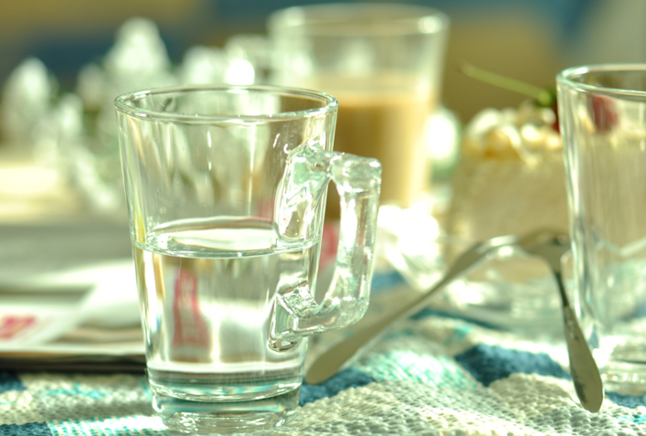 240ml clear glass latte coffee mug/cup with square handle
