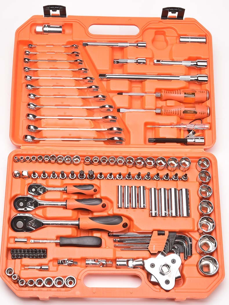 Asaki 121PCS Professional 1/4"+3/8"+1/2" Socket Wrench Sets Tools Hand Tools  with plastic box