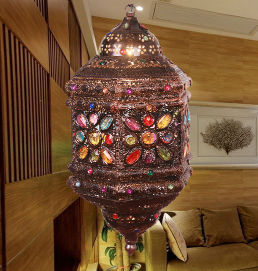 Moroccan Vintage Acrylic Chandelier Southeast Asian E14 E12 E27 E26 iron pendant lights NS-124019