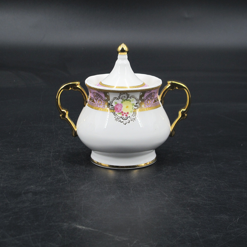 porcelain gold handle tea set elegant rose decal  15pcs 17pcs ceramic bone china tea set