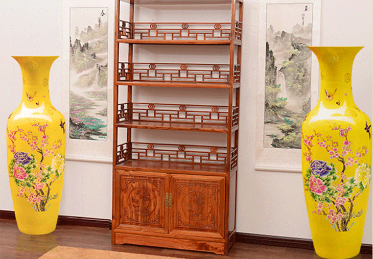 Popular yellow flower designl home decor ceramic chinese floor vases modern customized large vase