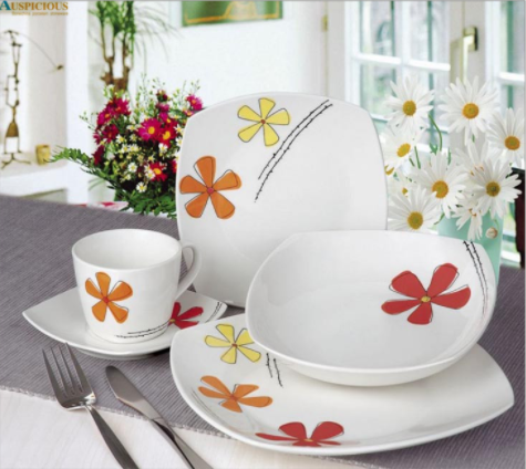 20pcs decal square high quality new bone china and porcelain dinner set
