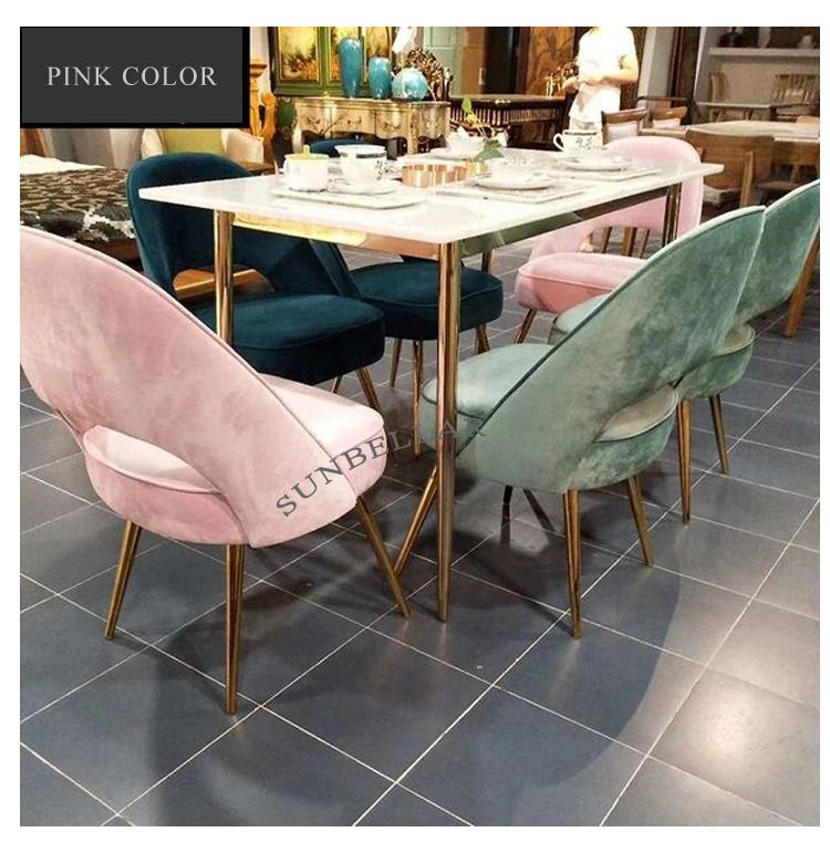 home furniture dining room chair velvet cover gold steel legs accent chair modern dining chairs
