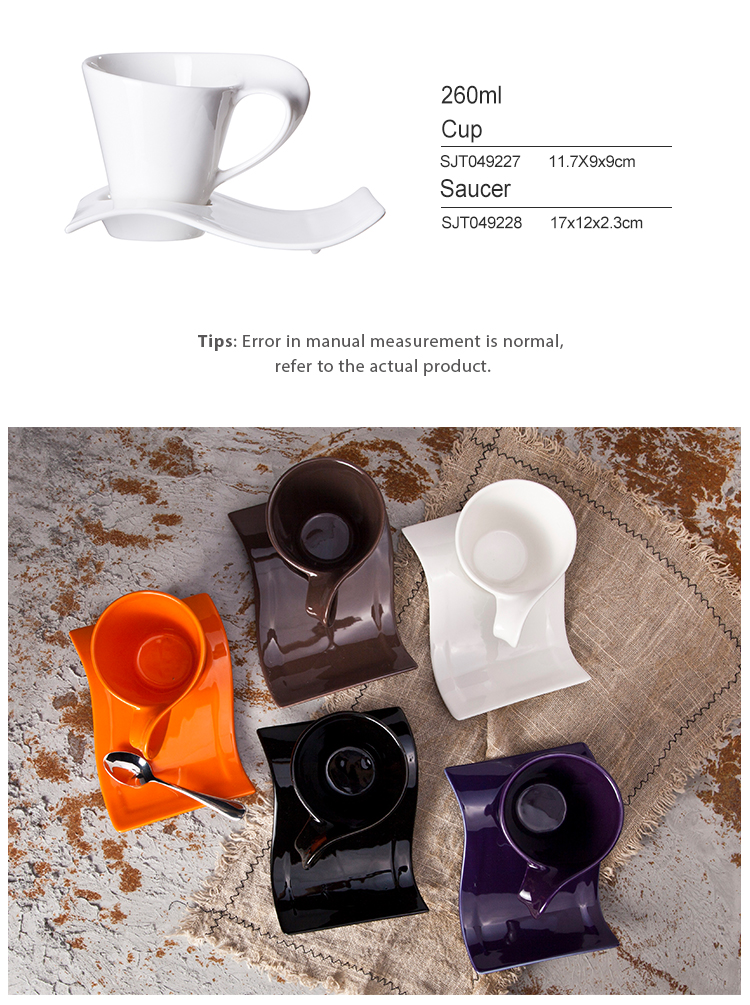 Oven Safe AB Grade Thick Biscuits Cup Plate 260ml Ceramic Coffee Set