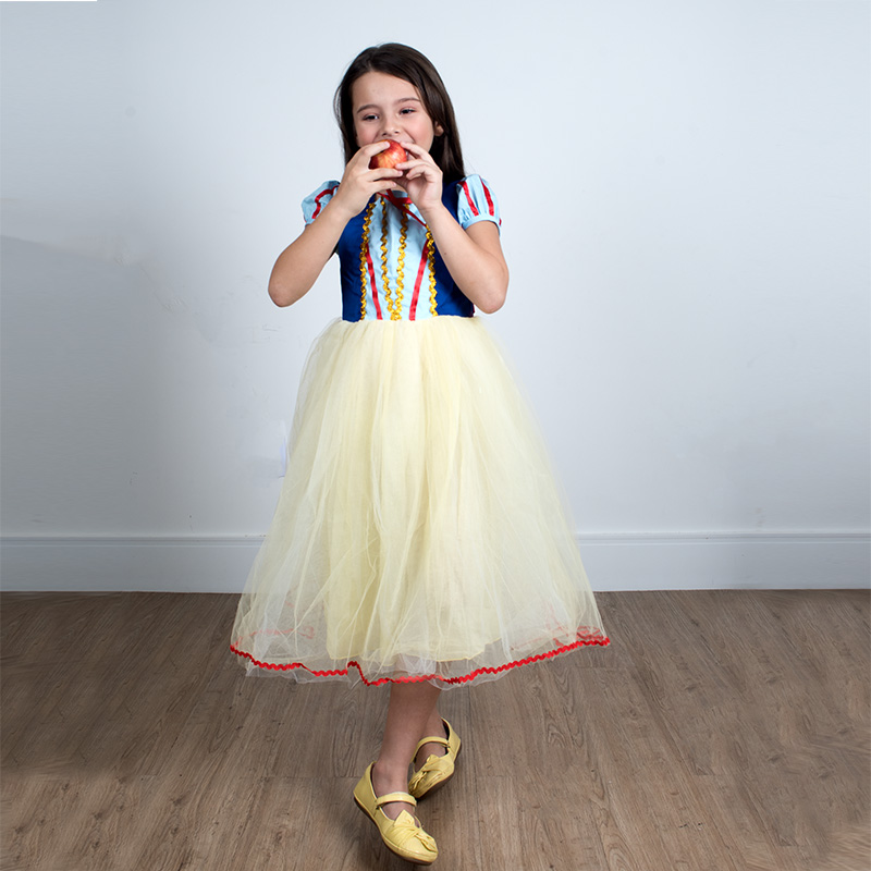 2021 Summer New Snow White Dress Children's Net Yarn Birthday Western Puff Skirt