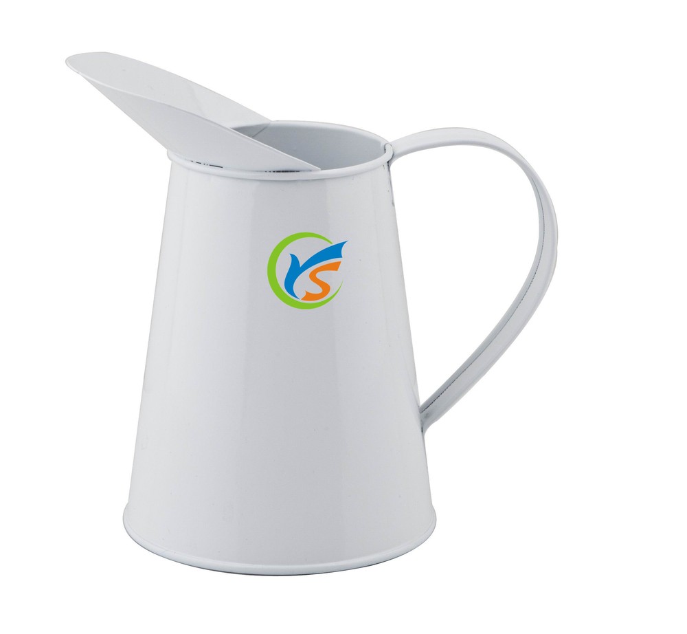 White color galvanized flower jug metal water pitcher