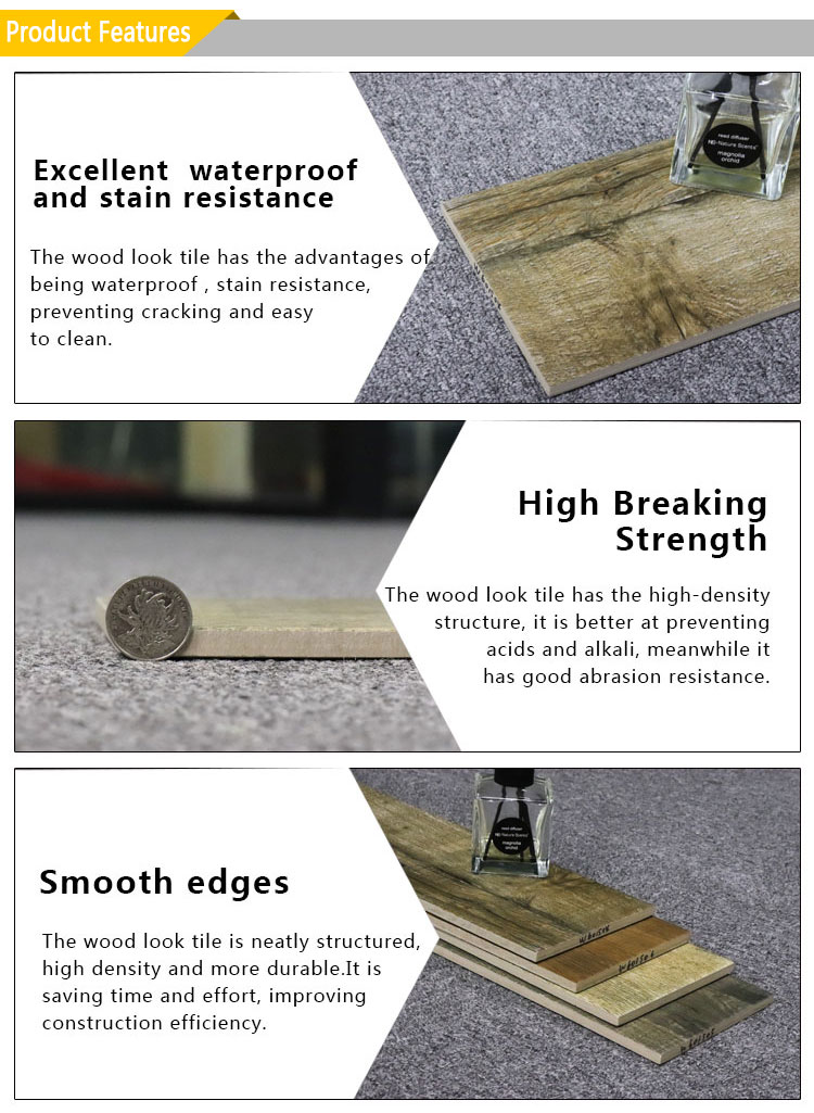 Cheap price porcelain wooden rustic floor tiles anti-slip white brown gray wood look ceramic tile