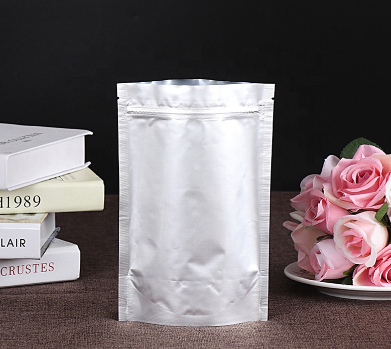 Custom Printed  Zip Lock Silver Mylar Aluminum Foil Bags  stand up Pouches food packing bags