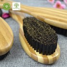 Portable wooden handle pp britle horse hair shoe brush manufacturing bamboo cleaning brush
