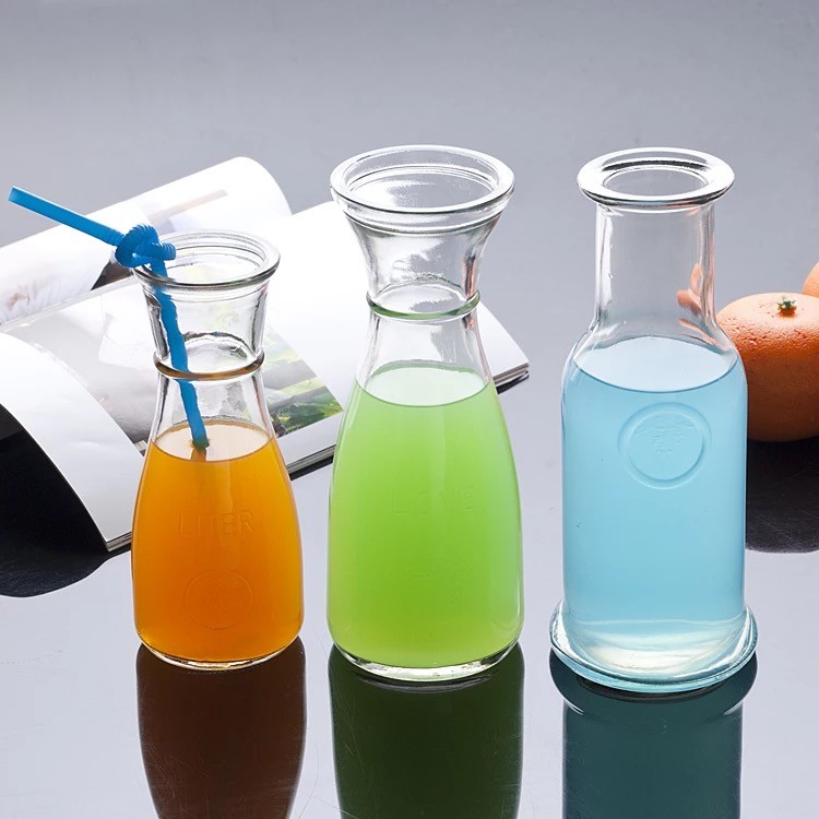 wholesale 350ml/500ml glass water juice bottle with cork lid