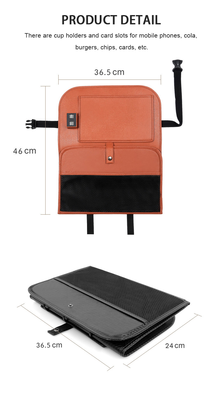 SN-Y-062 car backseat Tablet 4 USB Charger Storage pocket Foldable Laptop Holder Tray car Seat back Organizer