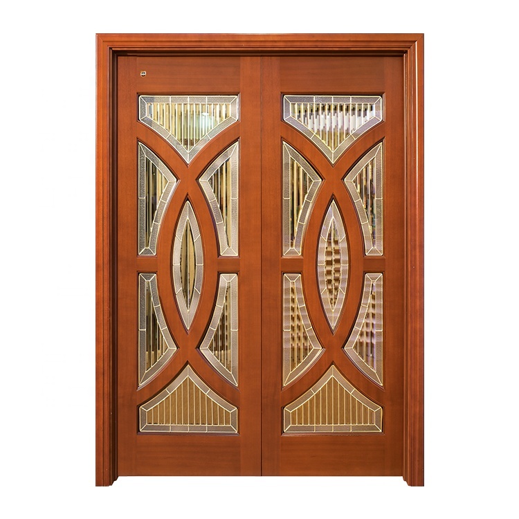 Villa preference European design double glass wooden doors