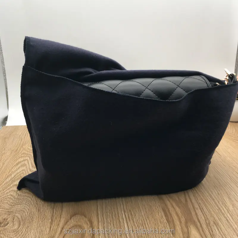Dark Blue Cotton Flannel Dust Bag Covers For Handbags