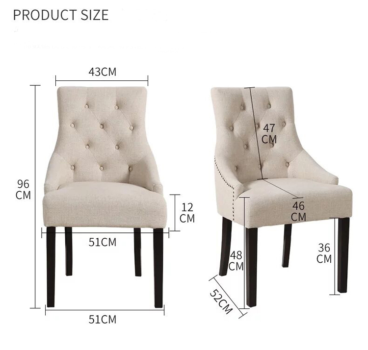 foshan factory high back fabric dinning chair buttons back chair restaurant chair for dining room