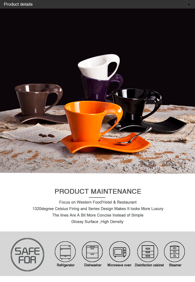 Oven Safe AB Grade Thick Biscuits Cup Plate 260ml Ceramic Coffee Set