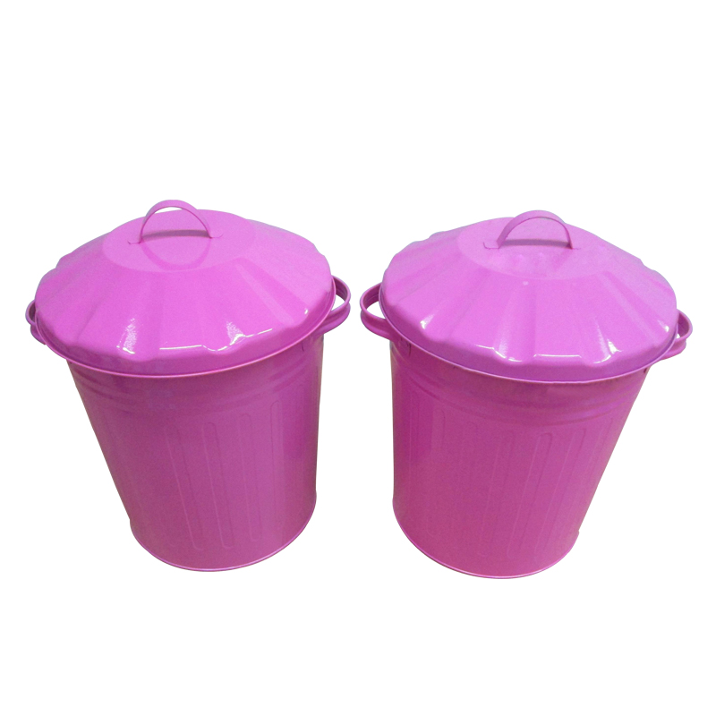 Wholesale Factory price pink 12L outdoor recycle garbage metal  waste bin