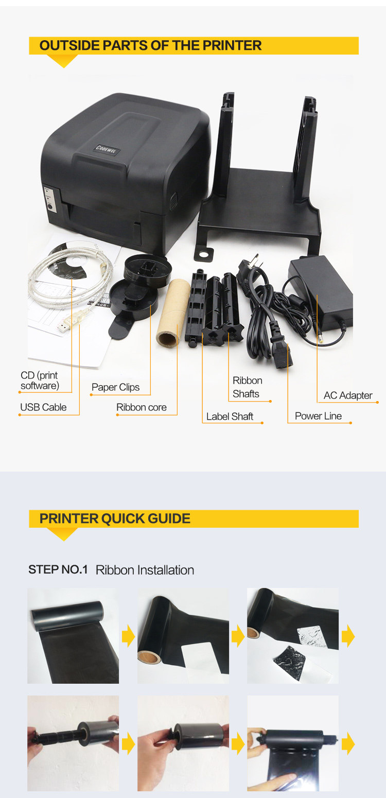 Compatible Z*ebra& TSC Office Thermal Transfer Sticker Plastic Bar code Label satin Printer