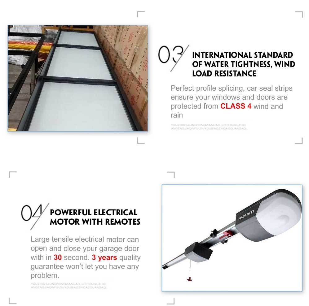 Customized glass panel aluminum frame insulated clear glass garage door