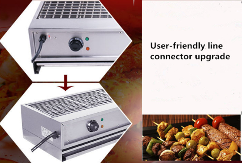 Electric BBQ Grill Commercial Desktop Smokeless Barbecue Oven Stainless Steel Kebab Oysters Roasting Camping