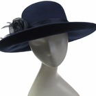 Hot Sale Handmade Ladies Wide Brim 100% Wool Felt Top Bowler Hat With Sinamay Flower