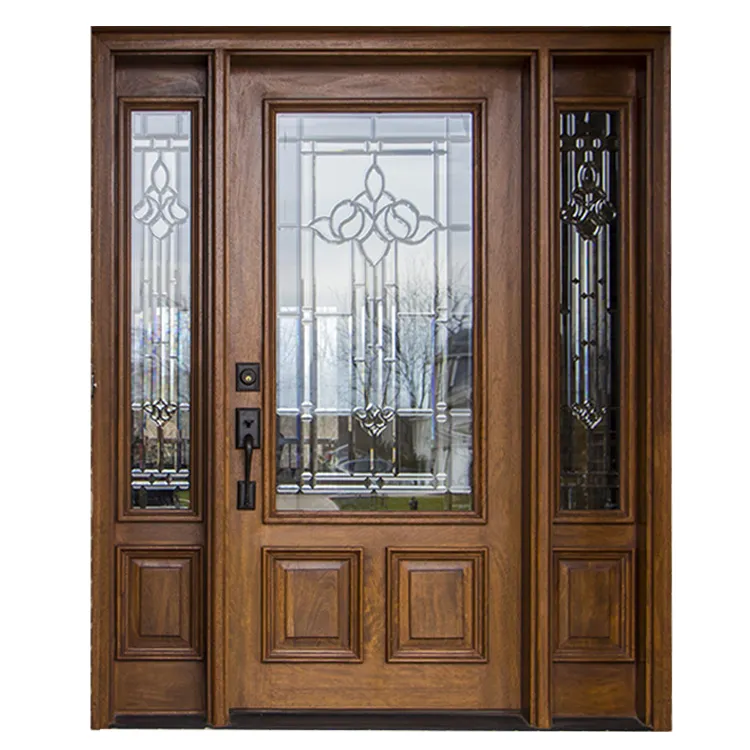 American Style Models Mahogany Solid Wood Main Entrance Exterior Front Doors Design