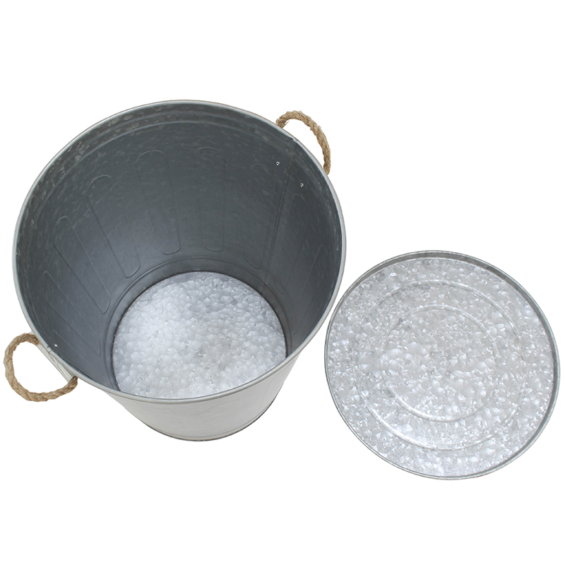 Home Garden Galvanized Metal Waste Bin With Lid