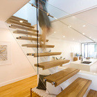 interior diy glass wood stairs design L shape tread