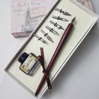 Wooden Dip Pen Handcrafted Calligraphy Pen Set Gift Writing Case with Ink and 6 nibs
