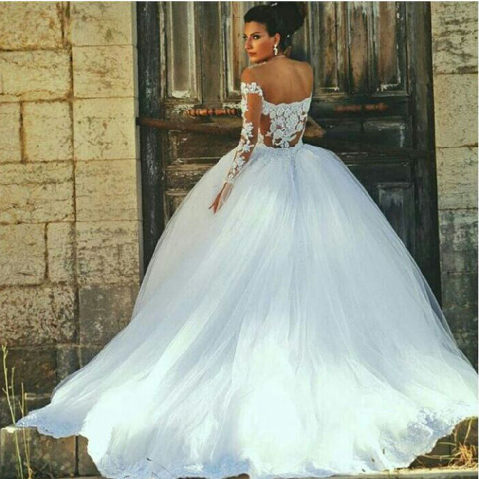 Customized Long Sleeve Puffy Ball Gown Wedding Dress - Aliexpress Lace Gowns  for Brides, Plus Size & Pregnant Women, Free Shipping