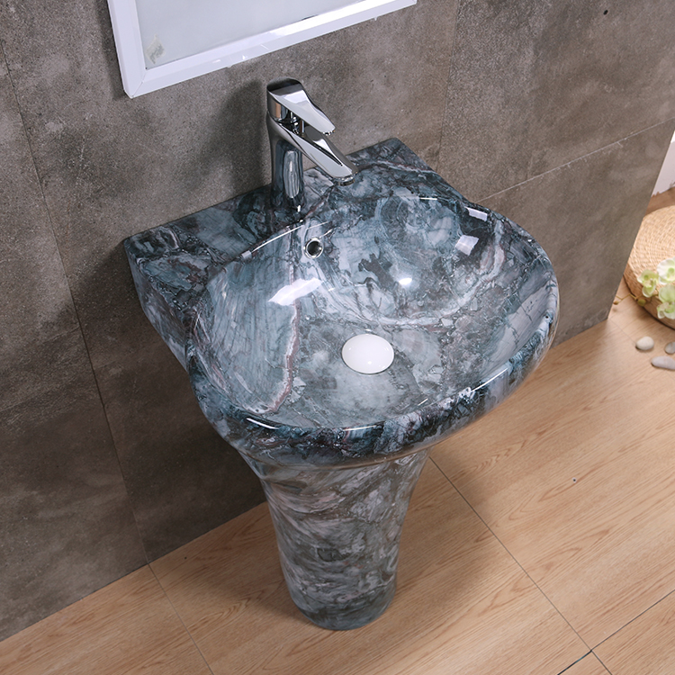 Outdoor washbasin sink  Chinese white color ceramic two piece wash basin pedestal bathroom sink