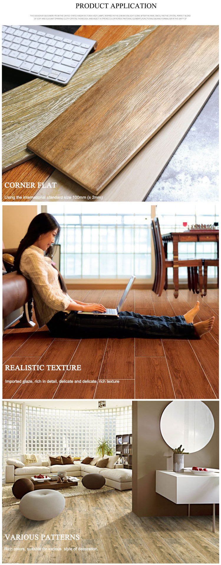 Wholesale Brown Living Room Flooring wood pattern ceramic tile From factory 150x800mm