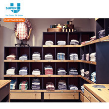 Customized Retail Store ODM OEM Wooden Rack Clothing Showroom Display Shelf Design